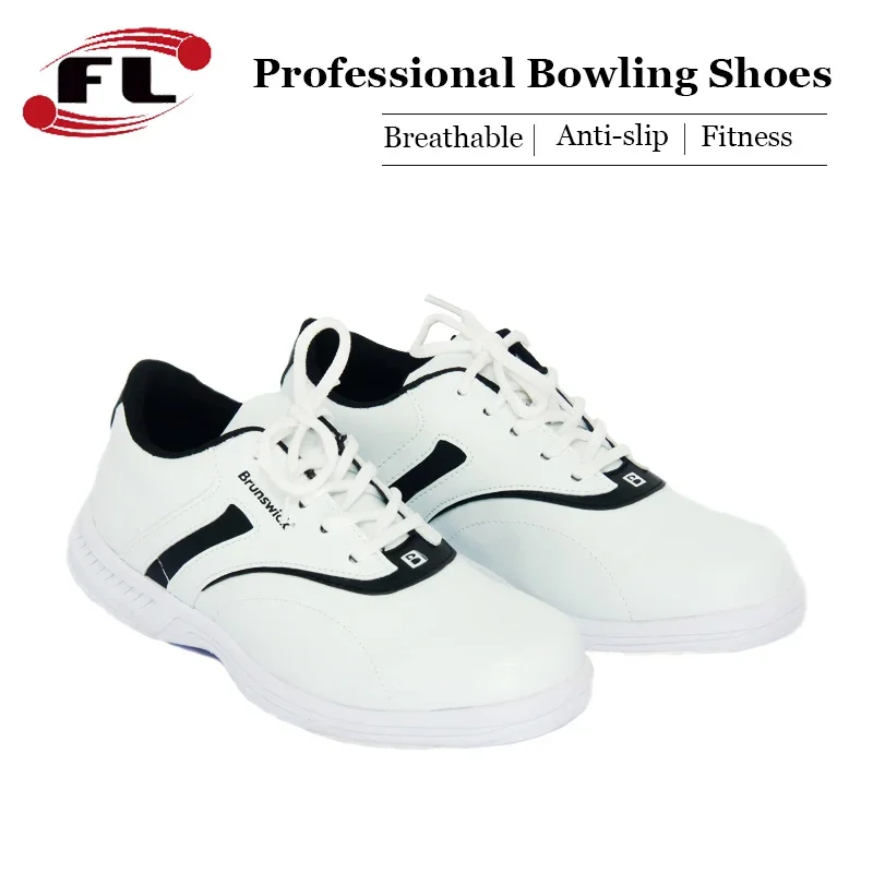 Men Women Bowling Shoes Professional Leather Bowling Sneakers Unisex Breathable Sports Footwear Non-slip Sole Training Shoes