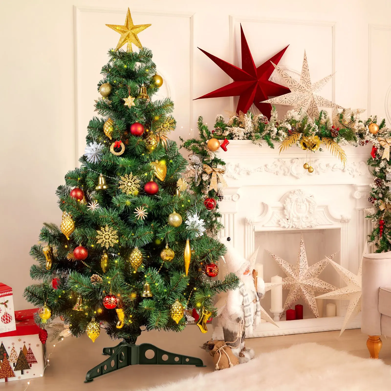 Folding Christmas Tree Base Frame Ornaments Home Xmas Supplies Decorate Detachable Stand