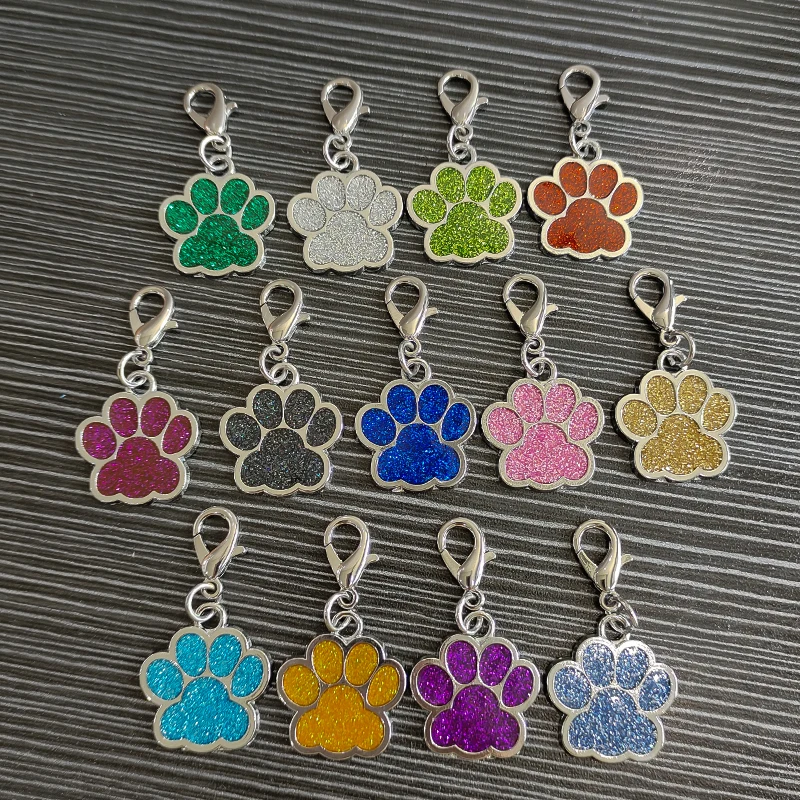 Hang Pendant Charms Lobster Clasps Glint Cat Dog Paw Footprint DIY Pet Collar Keychain Jewelry Making 25mm x 27mm Women Gift