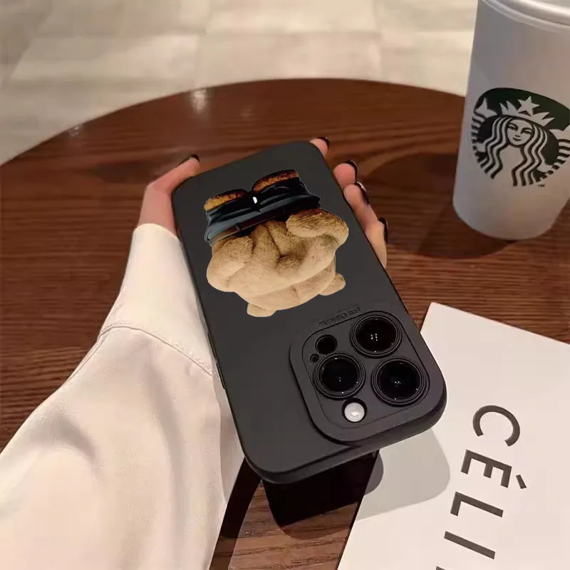 Funny Cool Bear Silicone Phone Case For iPhone 16 15 14 13 12 11 17 Pro Max XS XR X 7 8 Plus 16e SE2 Shockproof Matte Soft Cover