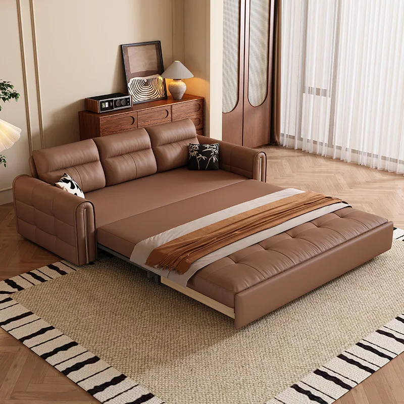 Retro style sofa bed, multi functional dual purpose storage folding sofa