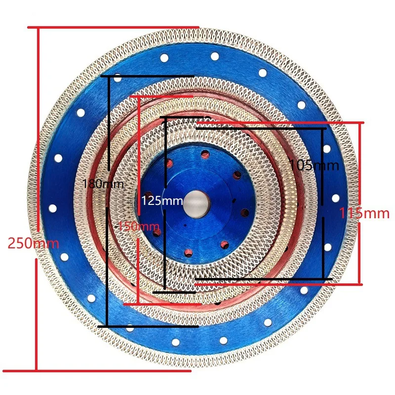 Imagem -02 - Diamante do Turbocompressor Viu a Lâmina para o Disco do Corte do Granito e do Mármore Lâminas Cerâmicas da Telha da Porcelana Moedor de Ângulo Tamanhos o