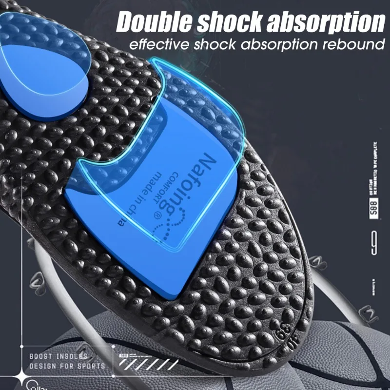 Sport Insoles for Shoes Sole Shock Absorption Deodorant Breathable Cushion Running Insoles for Feet Man Women Massage Care Pads