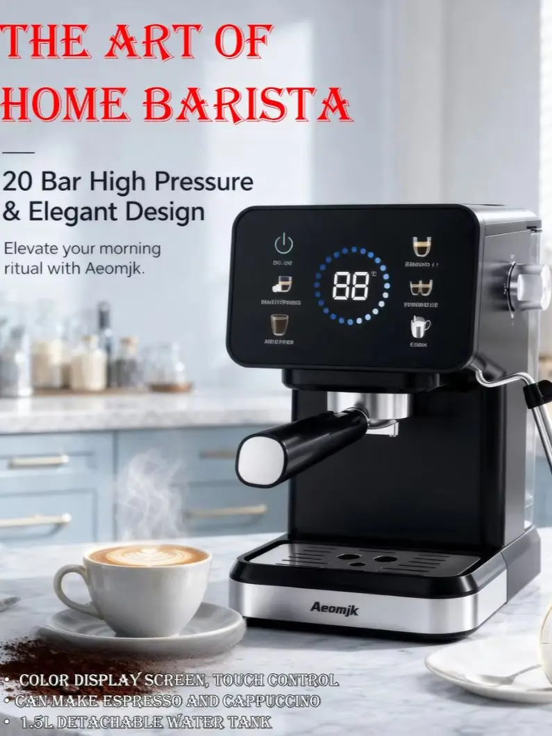 SZWDSE Halbautomatische Espressomaschine mit integriertem Milchaufschäumer. Temperaturregelbar, Cappuccino H13 Espressomaschine, 20 bar Druck, ideal für die Zubereitung von Cappuccino und Latte zu