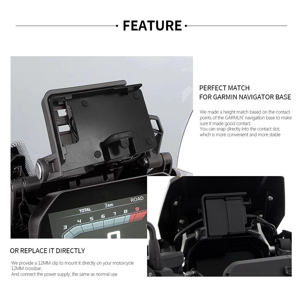Supporto Moto Con Ricarica Wireless Per BMW R1250GS E R1200GS – Caricatore 15W Antiurto Per Navigatore E Cellulare