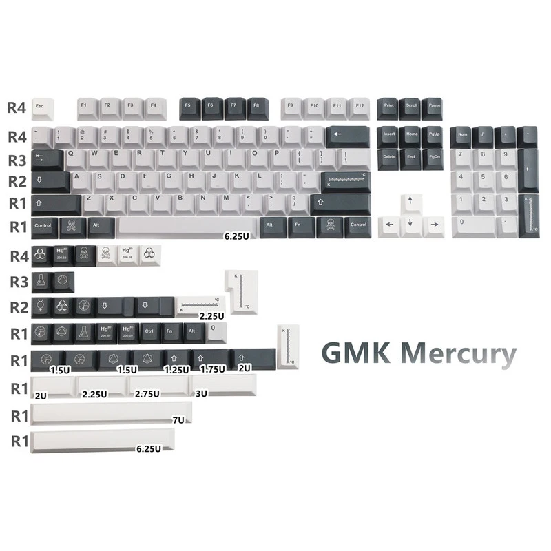 

140Key GMK Mercury Keycaps PBT Dye Subbed Key Caps Cherry Profile Keycap With 2.25U 2.75U 3U 7U Spacebar ISO Enter