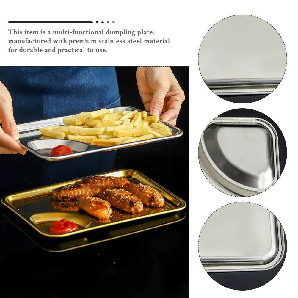 

Stainless Steel Multi-Function Dumpling Chips Plate Compact Household Serving Dish For Kitchen Dining Decorative Tray