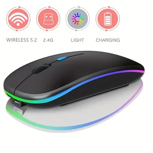 Mouse Isi Ulang Nirkabel Ultra-Ramping dengan Lampu LED, Mode Ganda (BT & 2.4 G), Kompatibel dengan iPad, Laptop, PC, Mac, Windows 6 trackball nirkabel penjualan terbaik - №