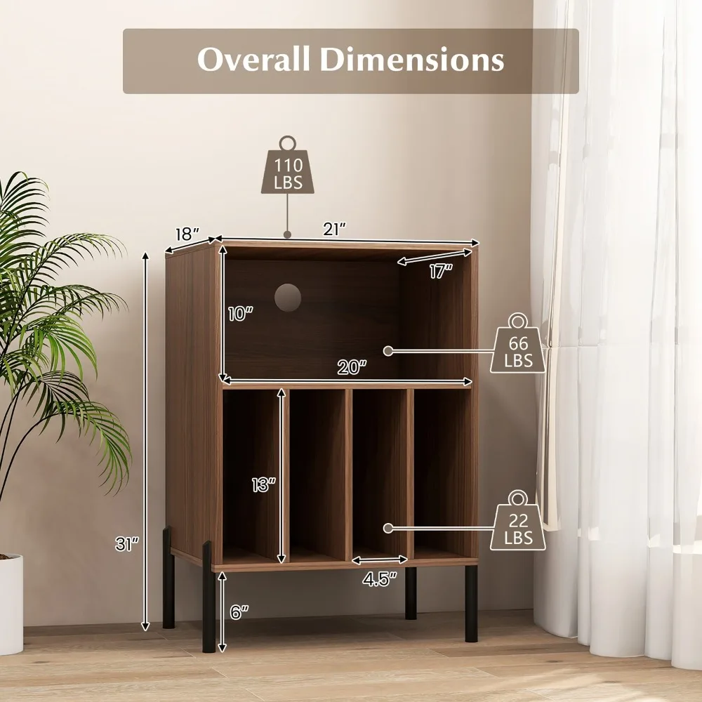 Supporto per giradischi con stazione di ricarica 5 scomparti portaoggetti Kit anti-inceppamento