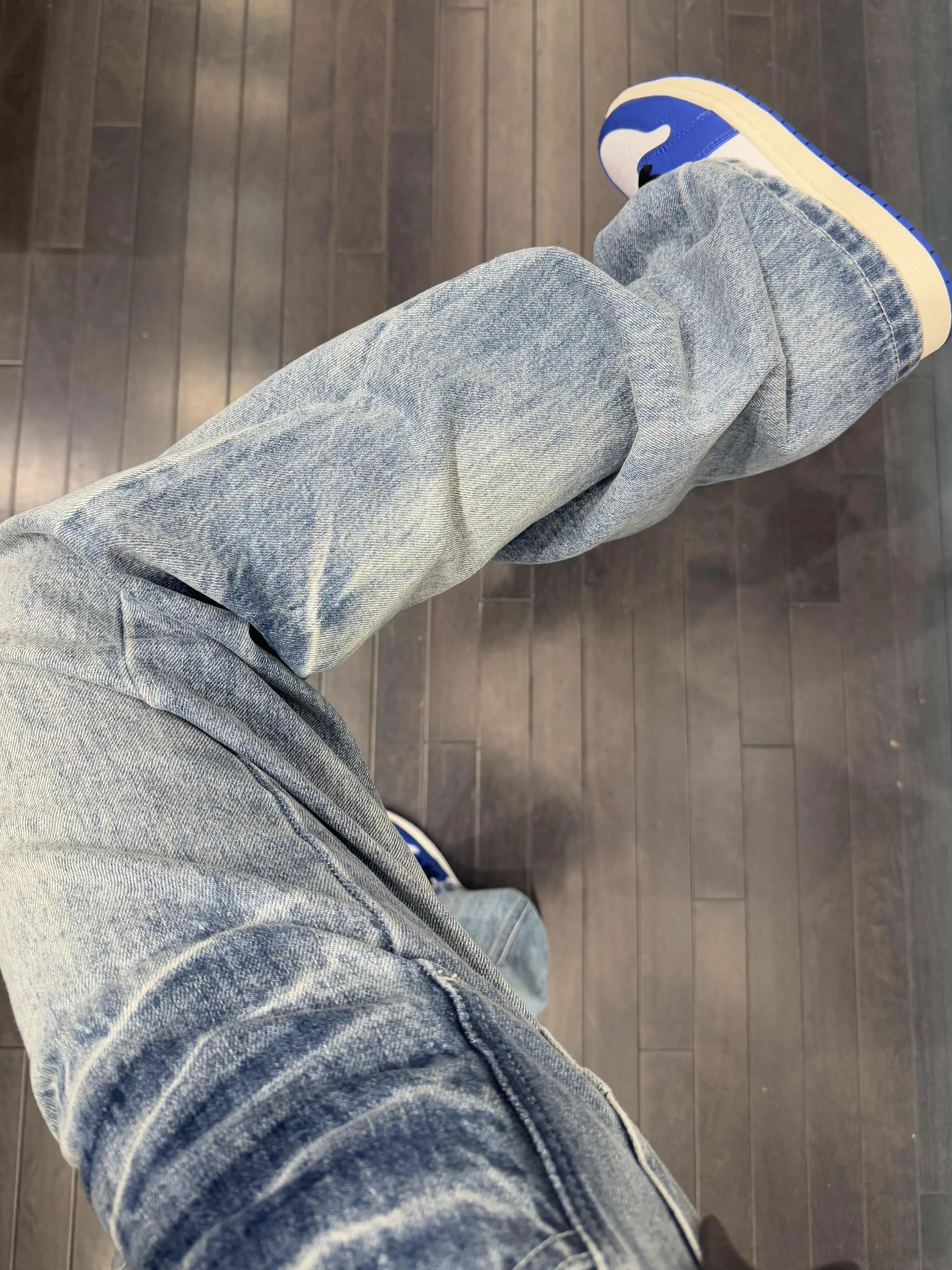 Cleanfit Lightning Pattern Jeans Men's American High Street Style Straight Leg Slim Fit Trousers Long Casual Jeans for Teenagers