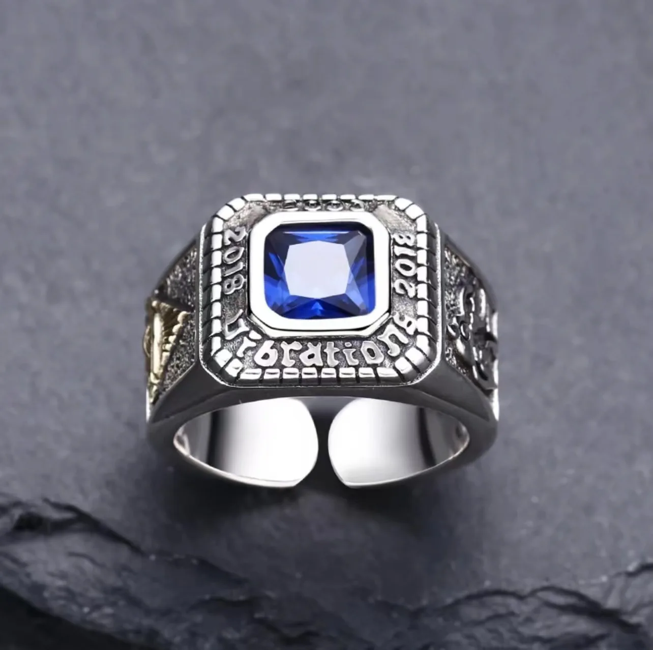 YS Fashion Ring Fashion Trend Retro Dominant Men's Personalized Men's Ring God's Eye Ring Silver Jewelry