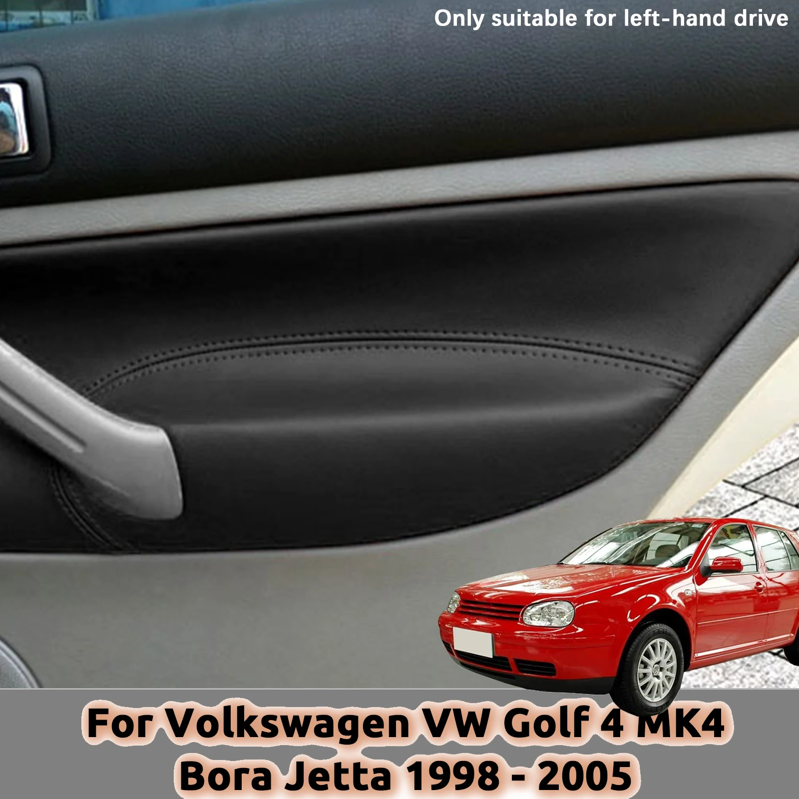 

Подходит для Volkswagen VW Golf 4 MK4 Bora Jetta 1998-2005 для двери автомобиля, подлокотник, панель, кожаный чехол из микрофибры, защитная накладка