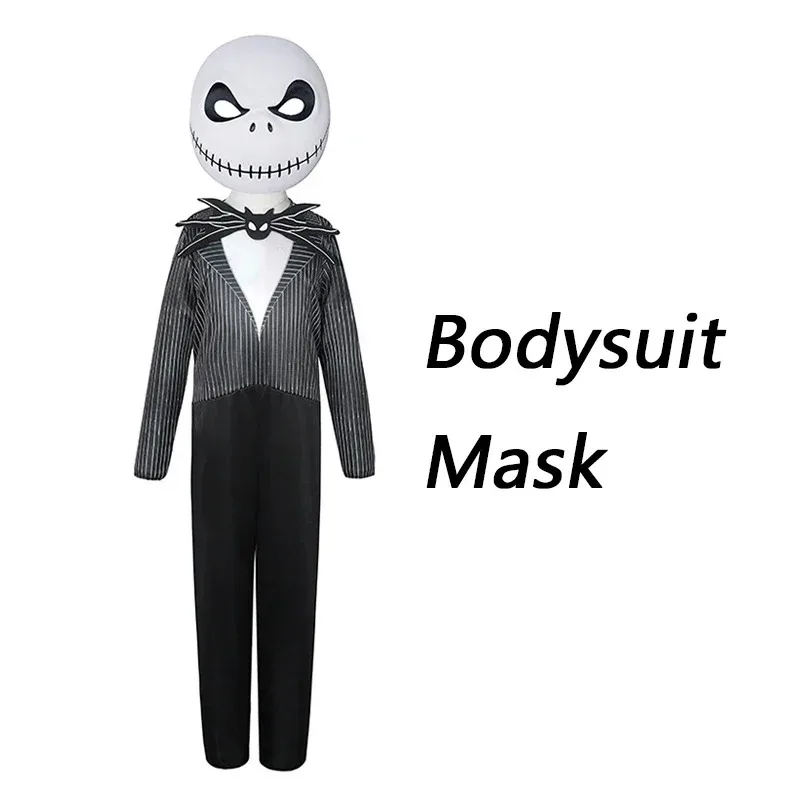 Kids Jack Skellington Cosplay Boys The Nightmare Before Christmas Skeleton Costume Child Bodysuit Suit Halloween Clothes
