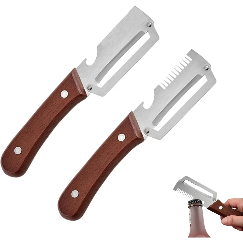 2Pcs Stainless Steel Multi-functional Peeler Vegetable Slicer Shredder Onion Cutter Fruit Skin Remover Kitchen Grater Tool