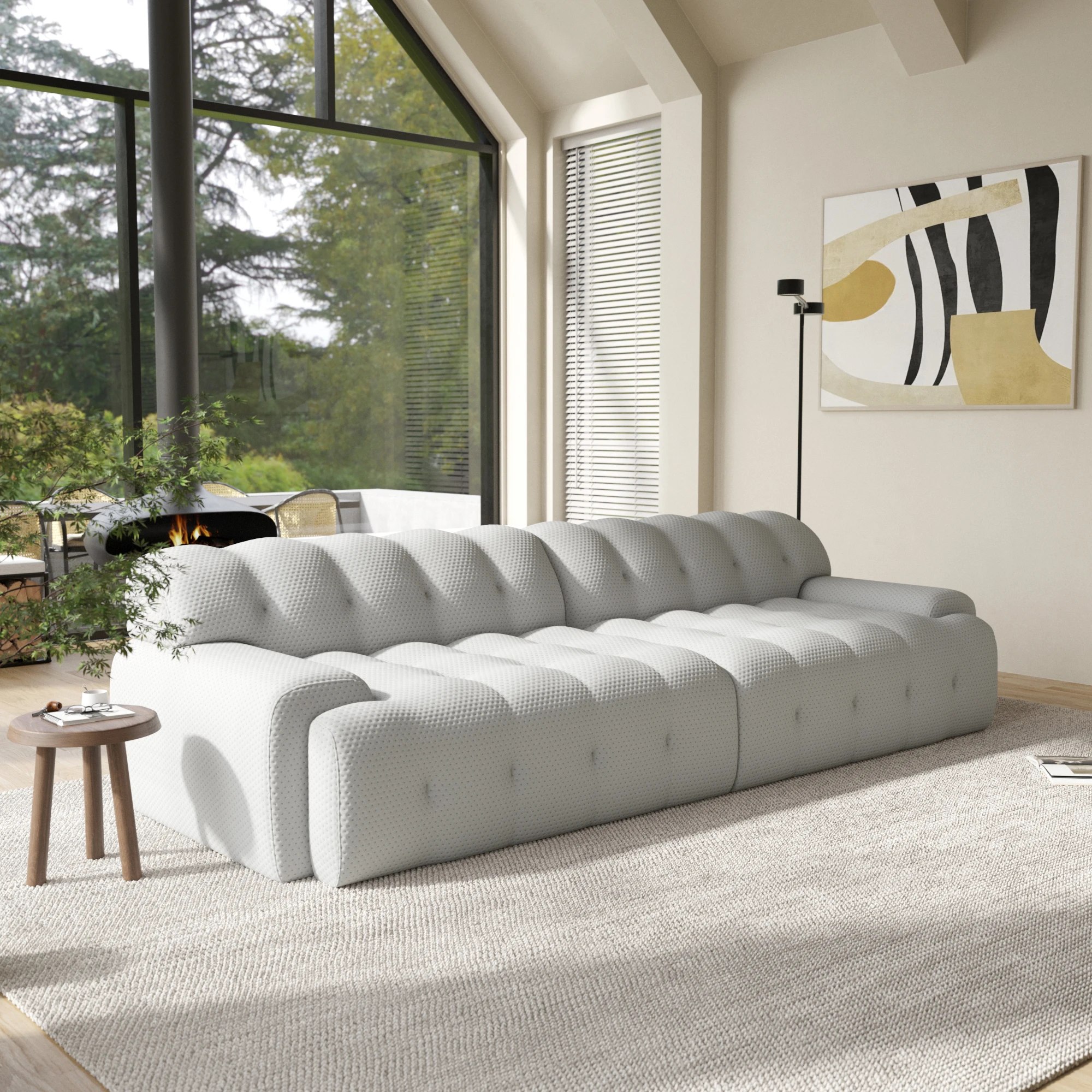 

ATUNUS Italian 5D Elastic Rochburg Gray Compressed Vacuum Foam Couch Sofa White Modular Sectional Compress Sofa Couch Set
