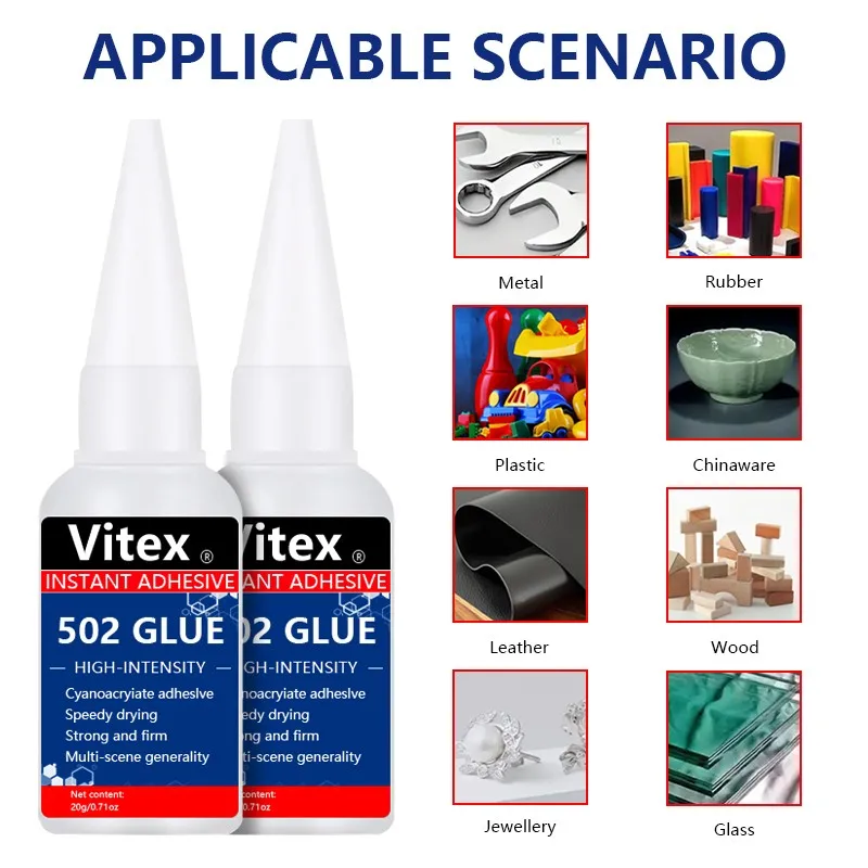 Vitex 1-3pcs 専門の即刻の接着剤の高力極度の 502 の余分に強いエポキシの付着力の第 2 Cyanoacrylate の技術のアクリルの接着剤の強い結束の液体の付着力用具
