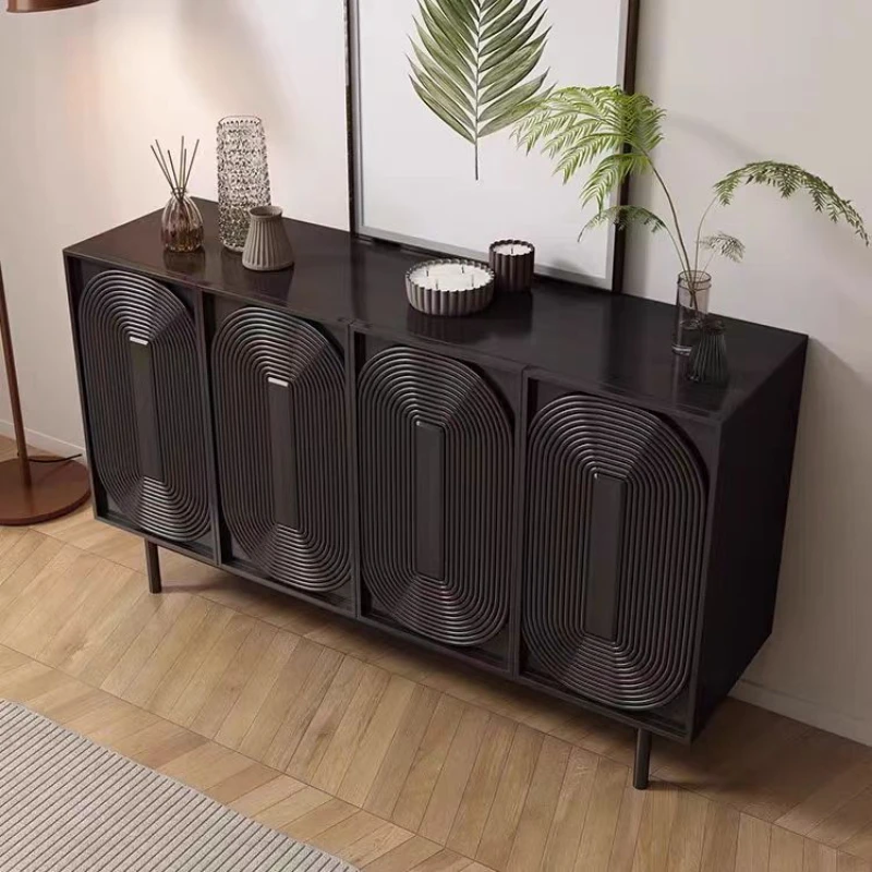 

Ancient Chinese Style Sideboard Cabinet Storage Black Solid Wood Restaurant Kitchen Living Room Home Furniture Sideboard