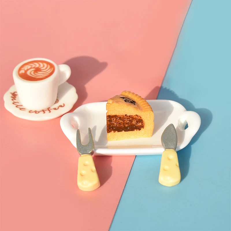 ドールハウスミニチュアケーキデザートビスケットトレイフォークモデルキッチン食器食品装飾おもちゃドールハウスアクセサリー