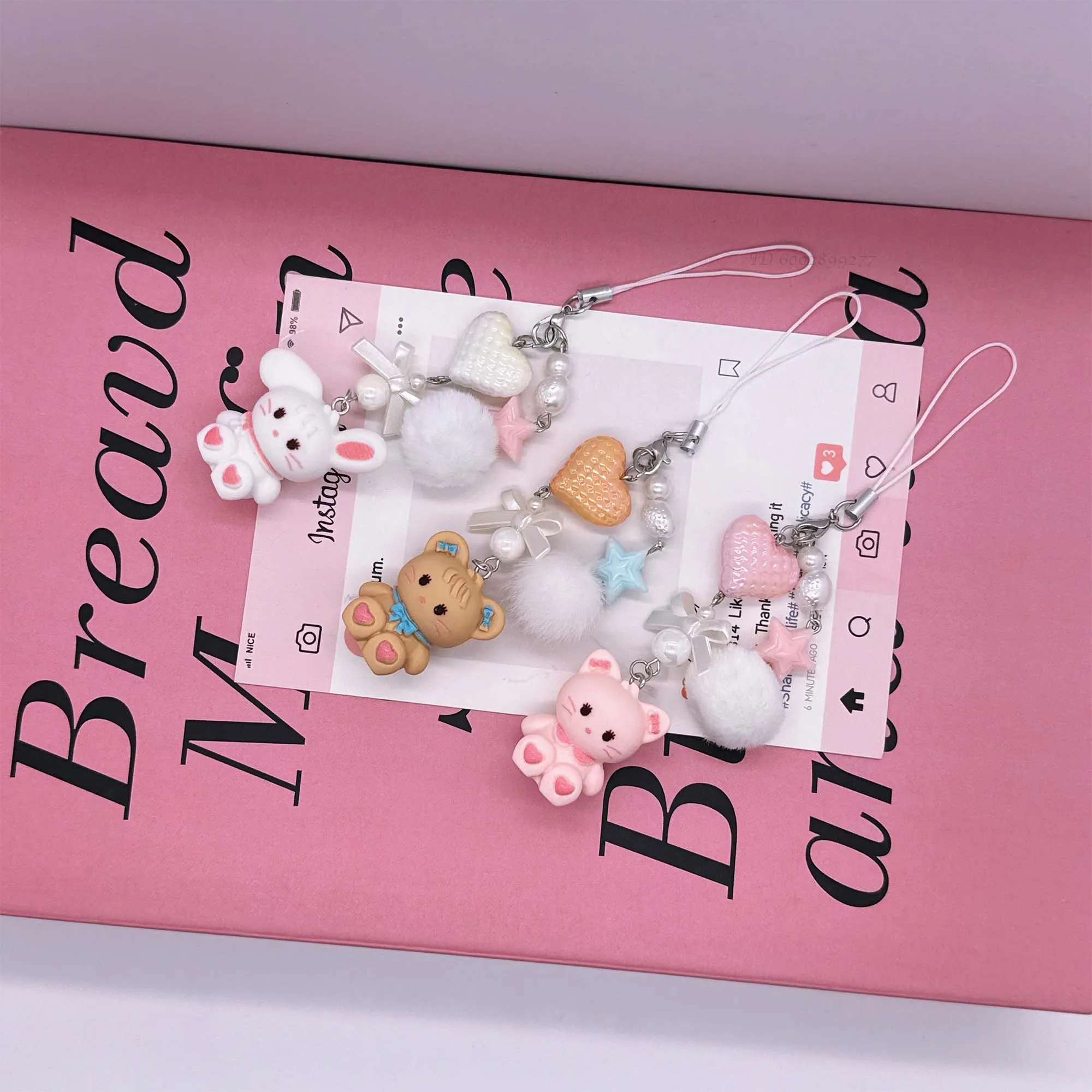 

Cute Cartoon Bunny Mobile Phone Straps Love Sweet High Value Gift for Girlfriends And Friends Anti-lost Bag Pendant
