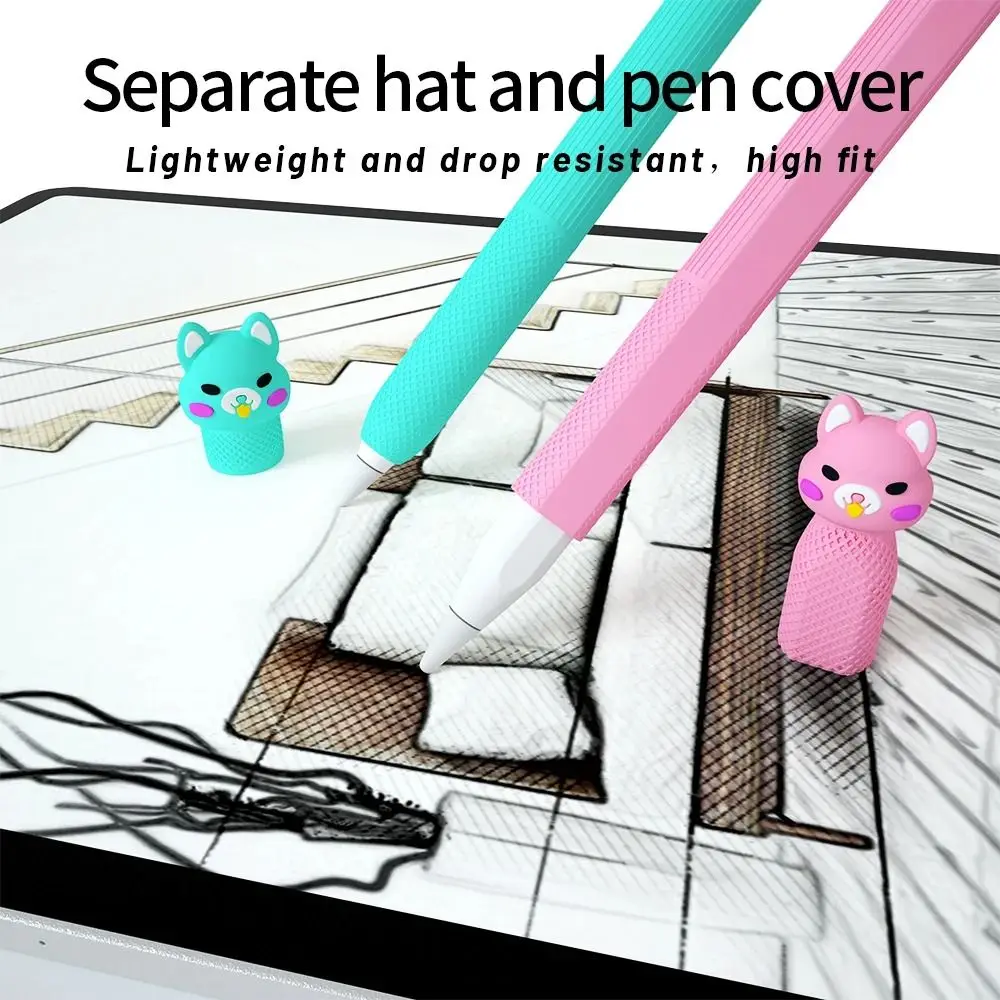 Silicone Pencil Case Protector, Cute Cartoon Stylus Pen Capa Protetora, Anti-Scratch Acessórios para Apple Pencil 2