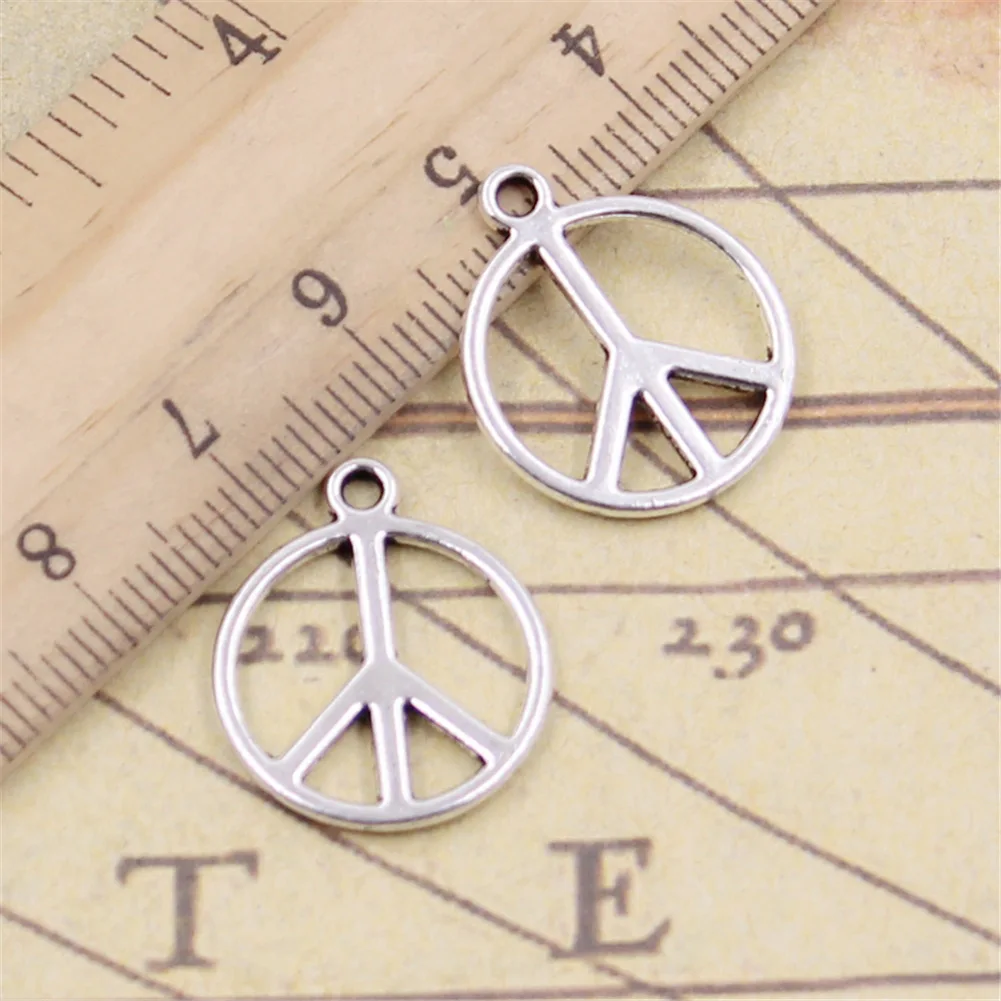 20Pcs/Lot Charms Peace Sign Symbol 21x17mm Antique Silver Color Pendants Making DIY Handmade Jewelry Factory Wholesale