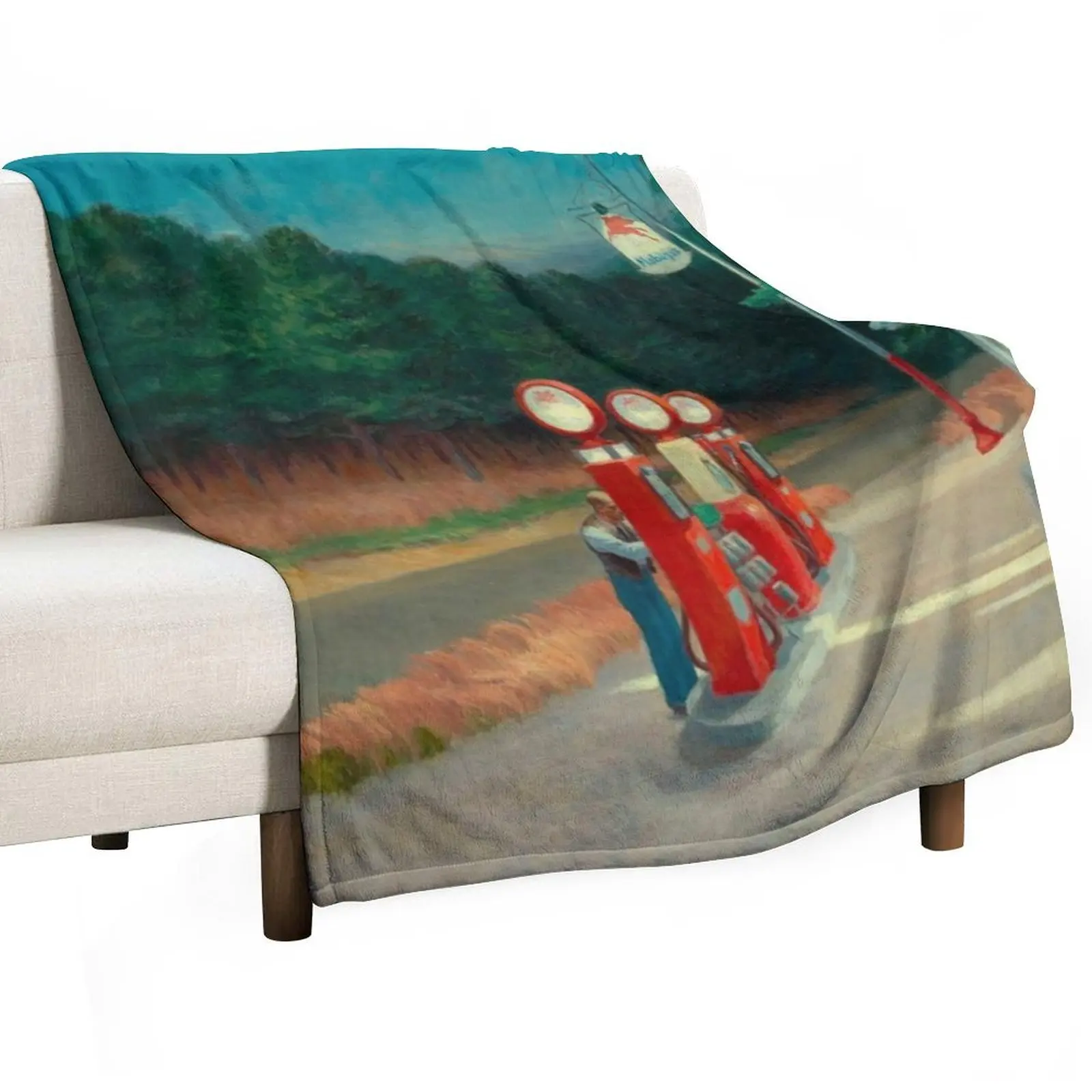 

Edward Hopper - Gas, Art reproduction Throw Blanket Thermals For Travel Tourist Travel Soft Plush Plaid Blankets