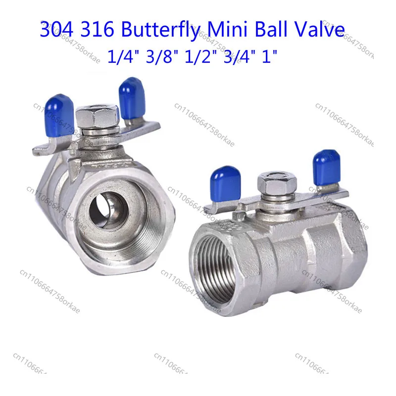 2 Way 304 316 Stainless Steel Butterfly Mini Ball Valve 1/4