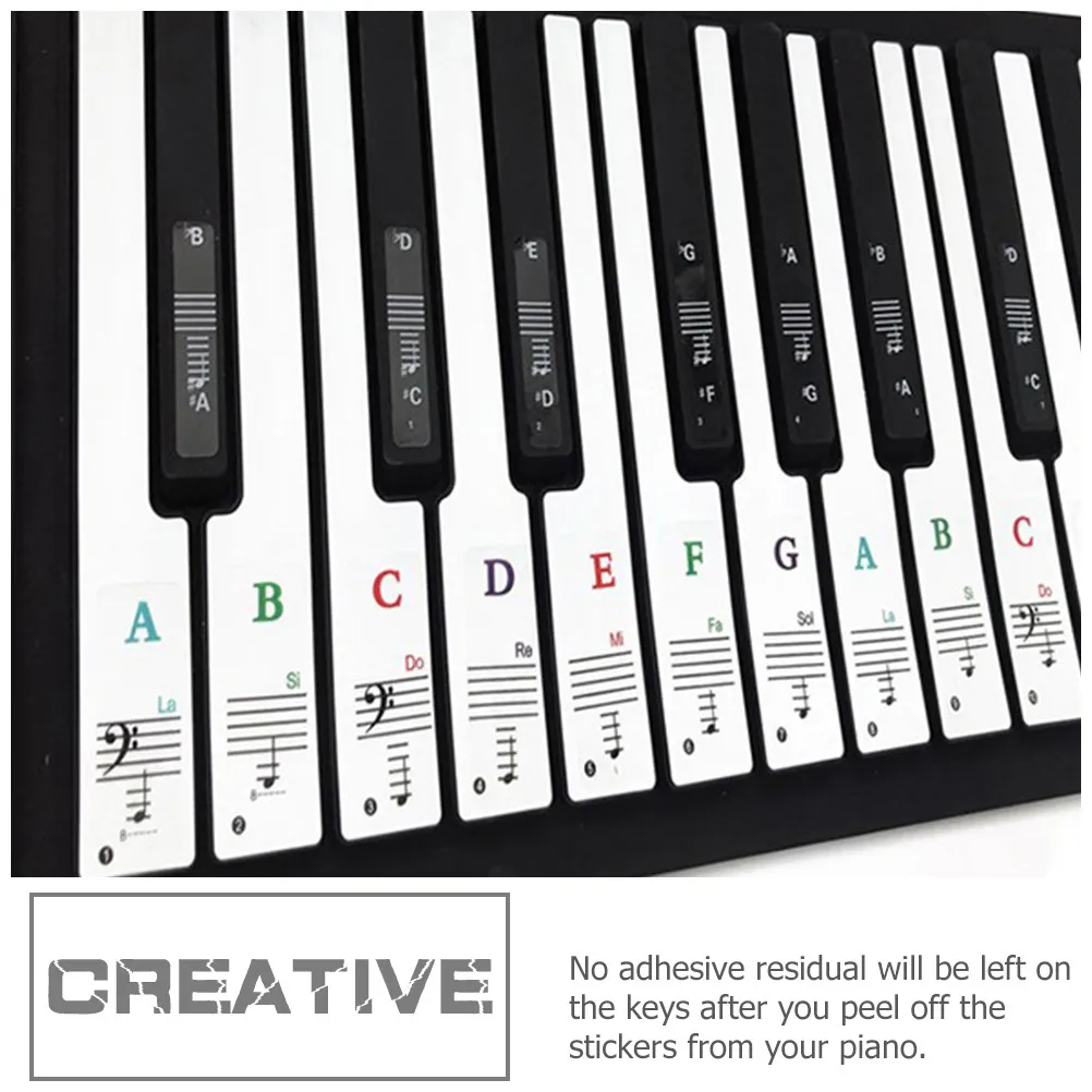 2 set Piano Keyboard Stickers 88/61/54/49 Keys Self-Adhesive Wear-Resistant Labels For Beginner Piano Learning Supplies