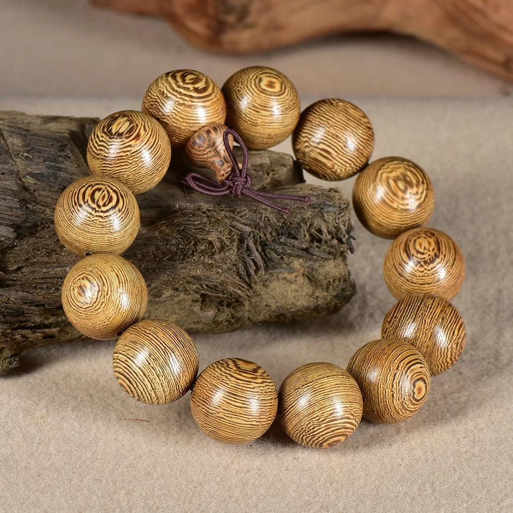 2026 African Wenge Wood Grain Prayer Bead Bracelet 2.0 for Men 108 Beads Buddhist Rosary Bracelet for Women Gifts