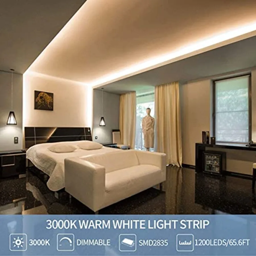 Led Strip Lights Dimmable Led Light Strip Flexible Rope Lights Kits with 24v Etl Power Supply, Adhesive Clips, Dimmer Switch an view 3