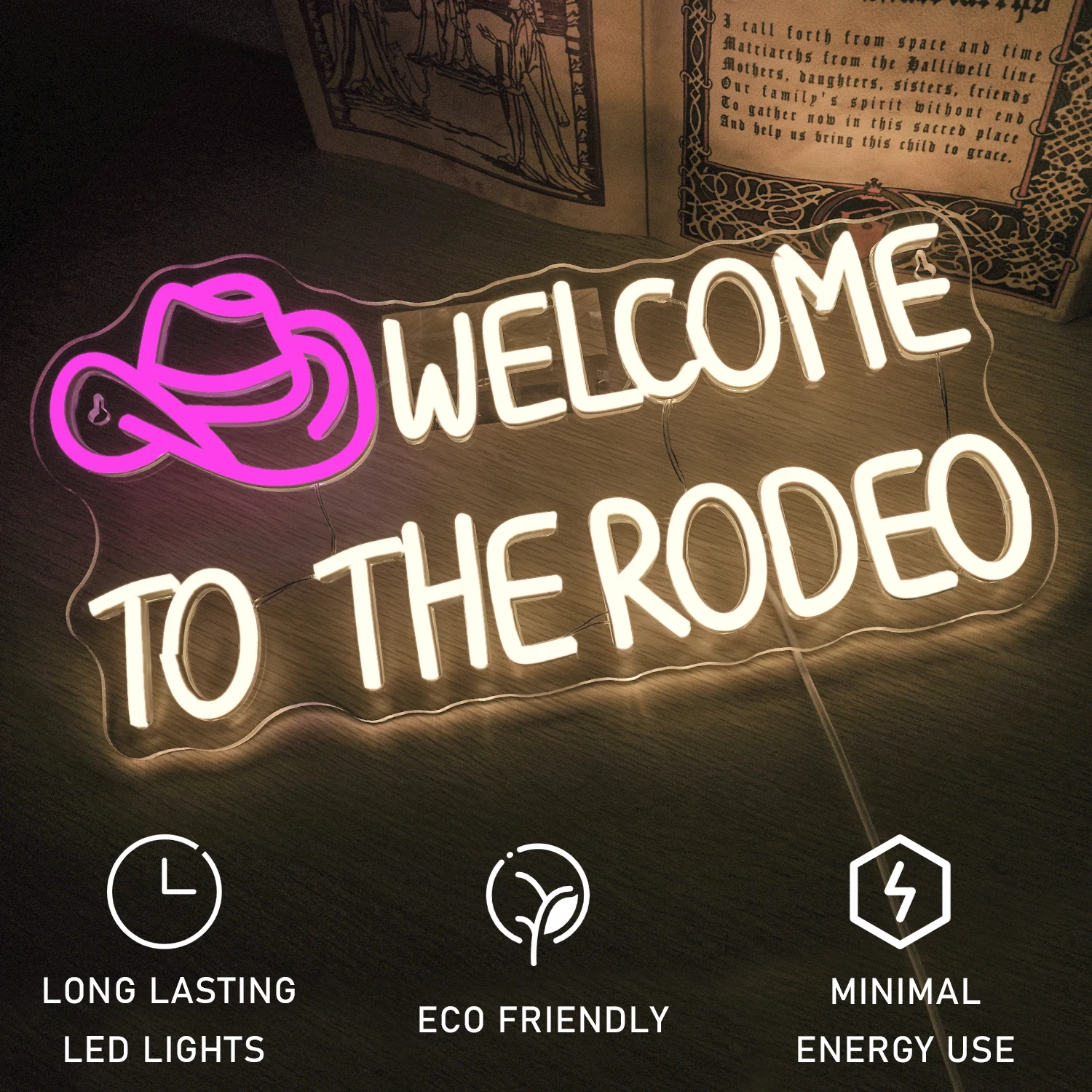 Welcome To The Rodeo Neon Led Sign Room Decoration West Cowboy Art Glowing Logo For Game Room Bar Club Party Dimmable Lamp USB