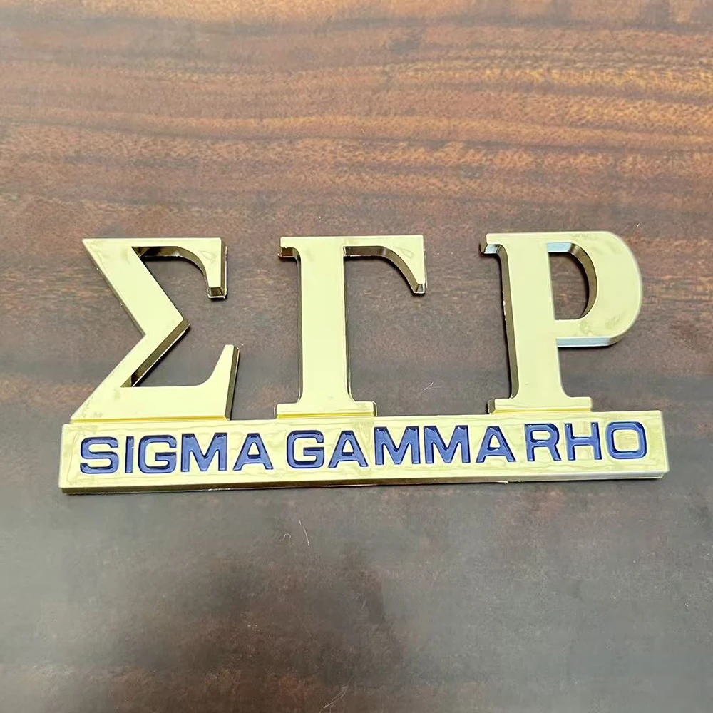 2025 New Design Customized Sigma Gamma Rho Greek Letter Plastic Car Logo Badge Decal (Gold)