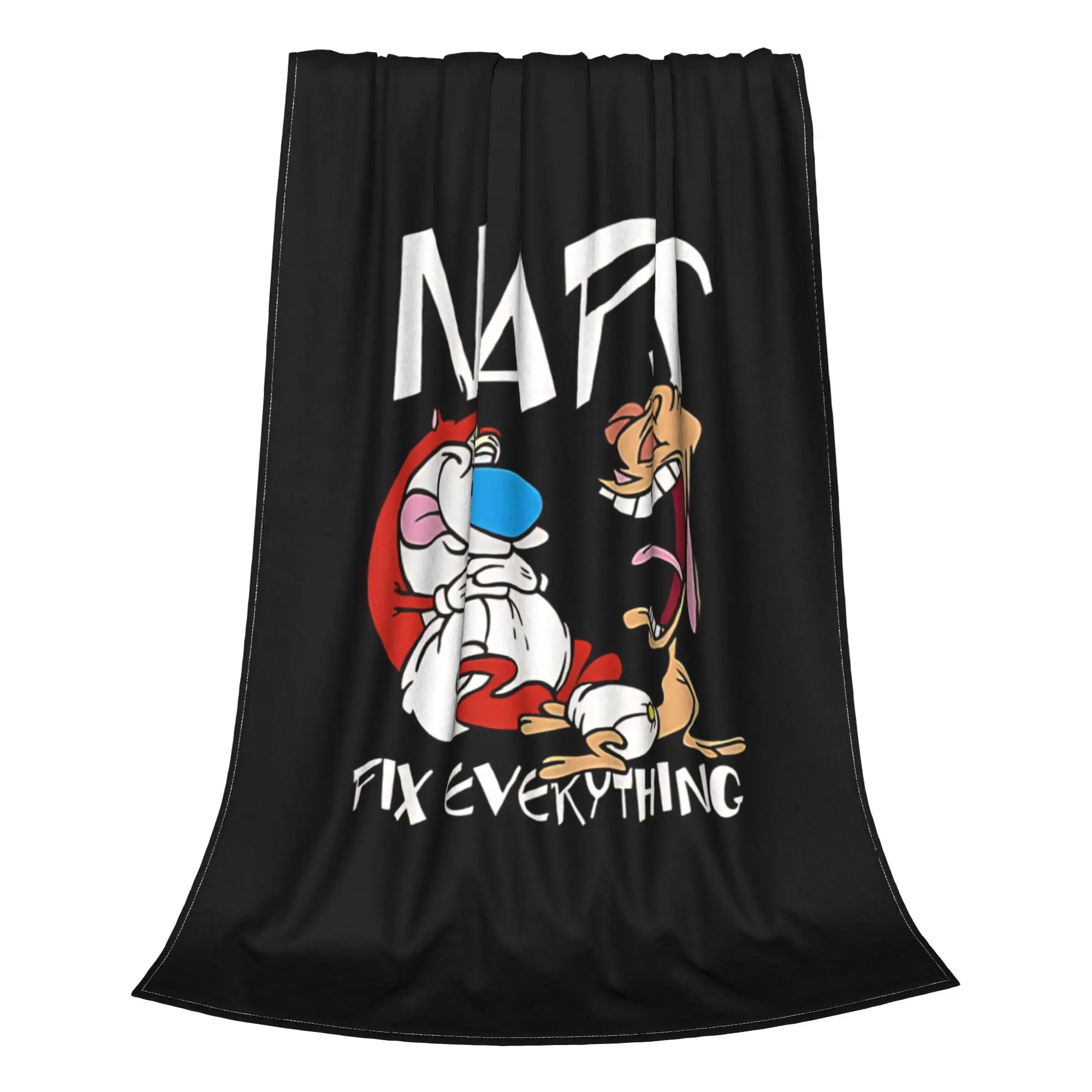 1PC Wild Cartoon  Ren & Stimpy Home Room Decorations Winter Blankets For Adults Bedding Home Interior Sofa Knee