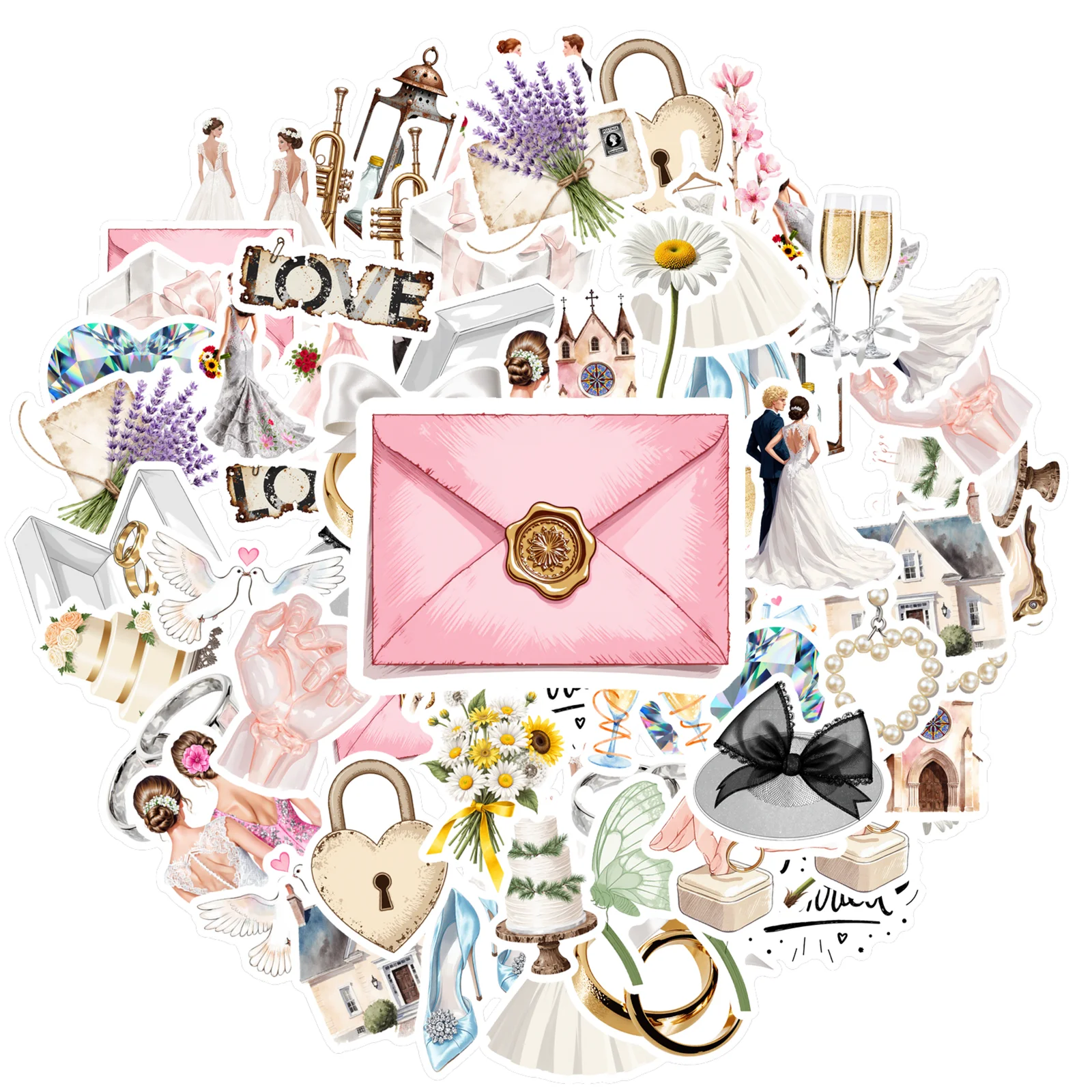 สติกเกอร์แต่งงานโรแมนติก 35 ชิ้น สติกเกอร์โรแมนติกน่ารัก สติกเกอร์แต่งงานสำหรับตกแต่งกีตาร์ สเก็ตบอร์ด แล็ปท็อป กระเป๋าเดินทาง DIY