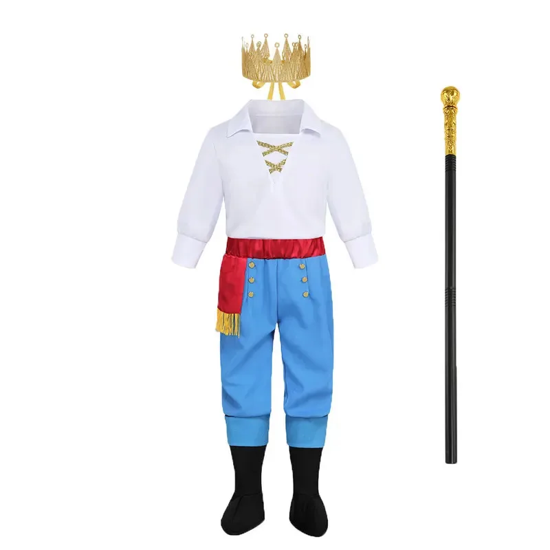 Boys Halloween Prince Eric Costume Kids Anime Cartoon Mermaid Prince Role Play Outfits