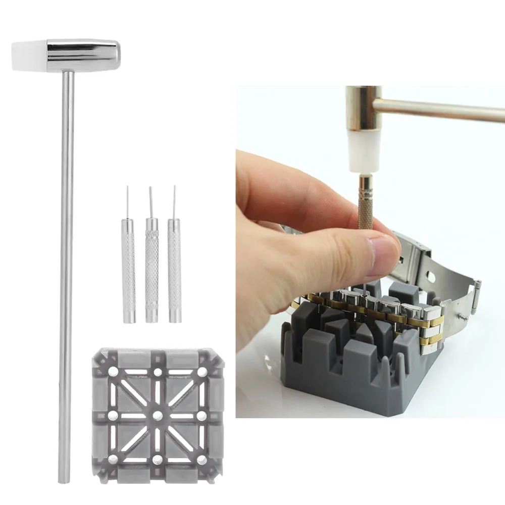 5Pcs Silver Watch Band Link Remover Hammer length 13cm Alloy Watch Strap Repair Tool Watch Link Removal Kit