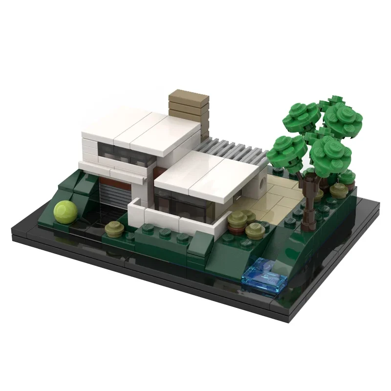 MOC Urban Architecture Street View Serie Baustein-Set Bauhaus Moderne Villa Modell Kinder Geburtstagsgeschenk Erwachsenen Sammlerstücke – Detail 2