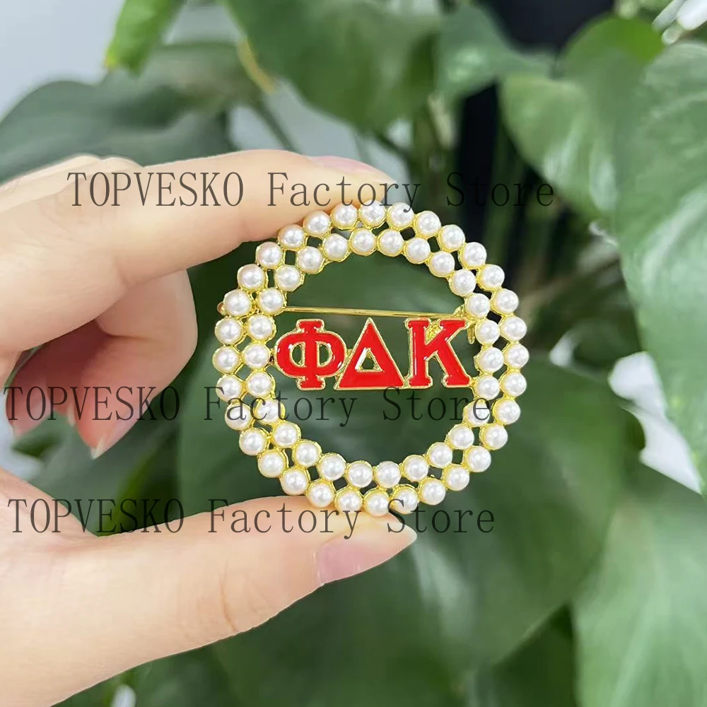 Custom Red and White Rhinestone Phi Delta Kappa Greek Letter 1923 Lapel Pin