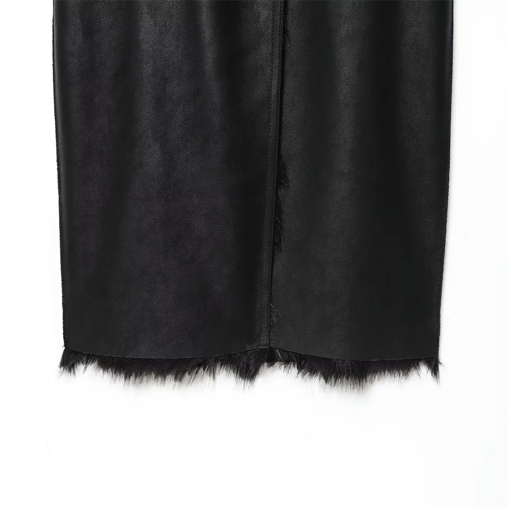 الخريف والشتاء الملابس النسائية الجديدة عكسها من جلد الغزال المرقعة فو الفراء تأثير معطف سترة