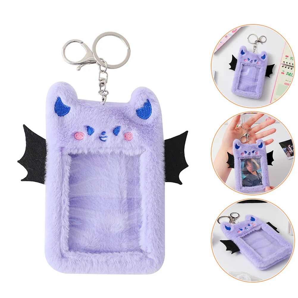 Plush Card Holder Id Sleeve Girl Wallet Badge Backpack Keychains for Girls Wallets Teen Clip Visible Cartoon Sleeves