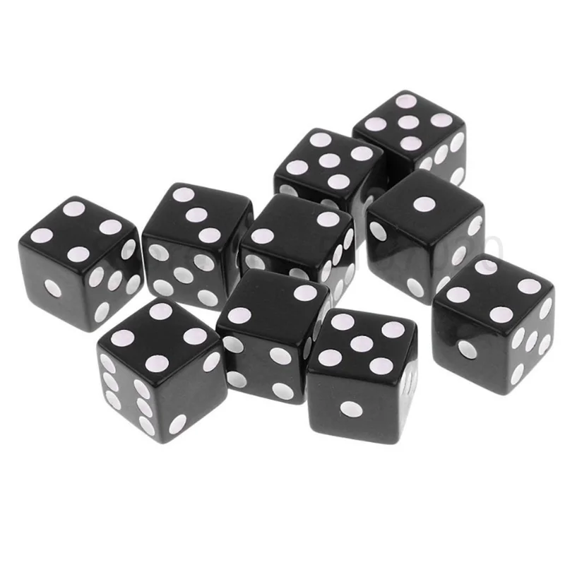 10 Pcs/lot Black Point Dice Puzzle Game 6 Sided Square Corner Dice Funny Game Accessory 10mm