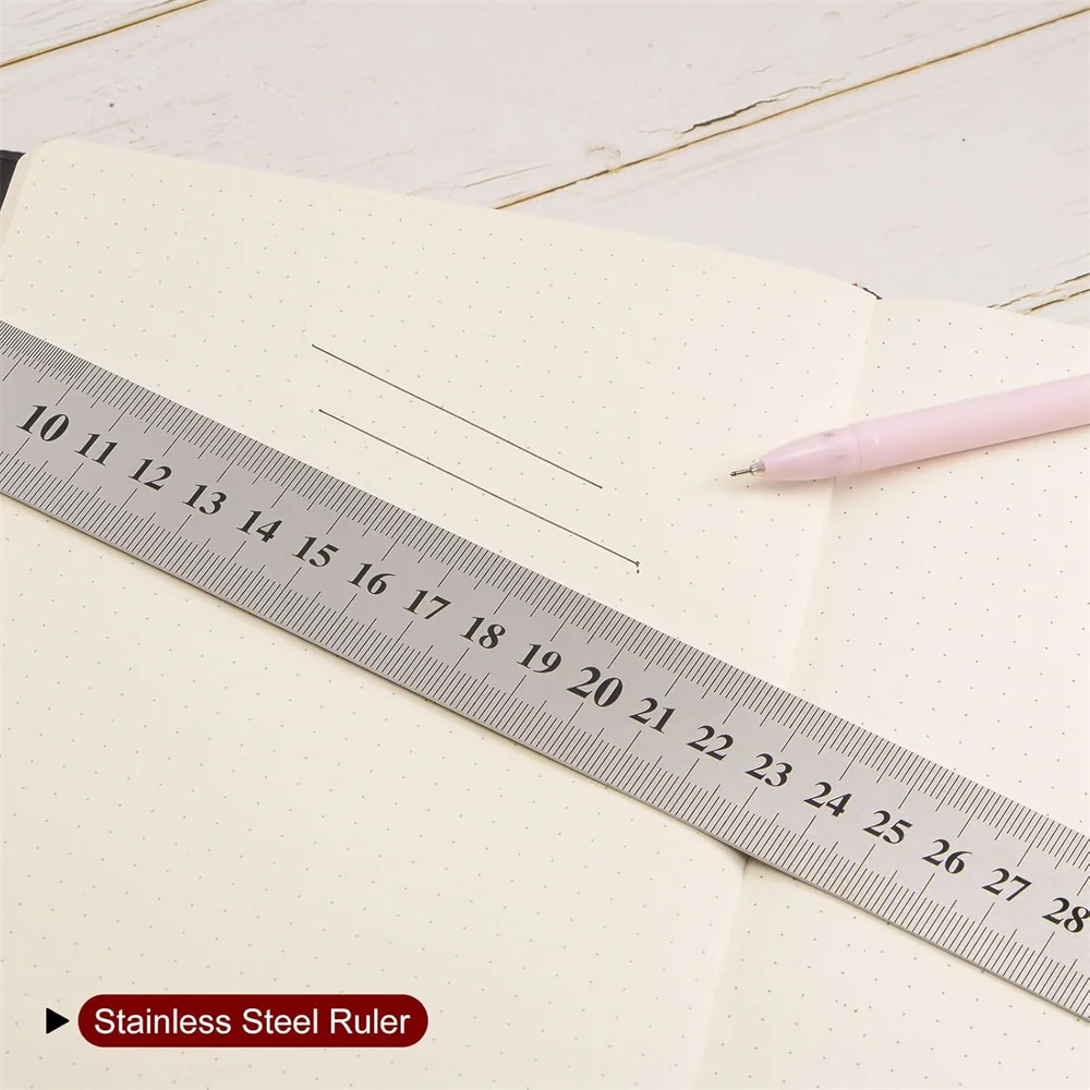 2PC Stainless Steel Ruler Metal Rulers 1.14\