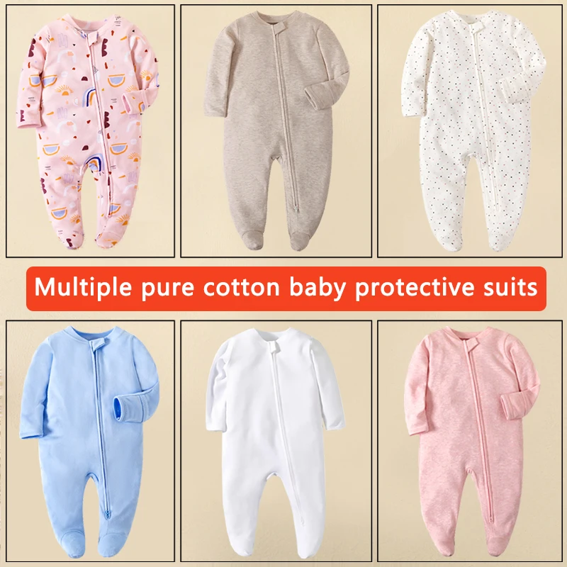 Four Seasons Long Sleeve Clothes Onesie Jumpsuit Infant Soft Pajamas Clothing Solid Baby Rompers Cotton Soft Boys Girls Newborn