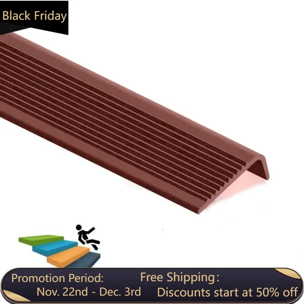 L-Shaped Stair Edge Protector Vinyl Edging Self-Adhesive Rubber Nosing Nose Molding, Non-Slip Tread