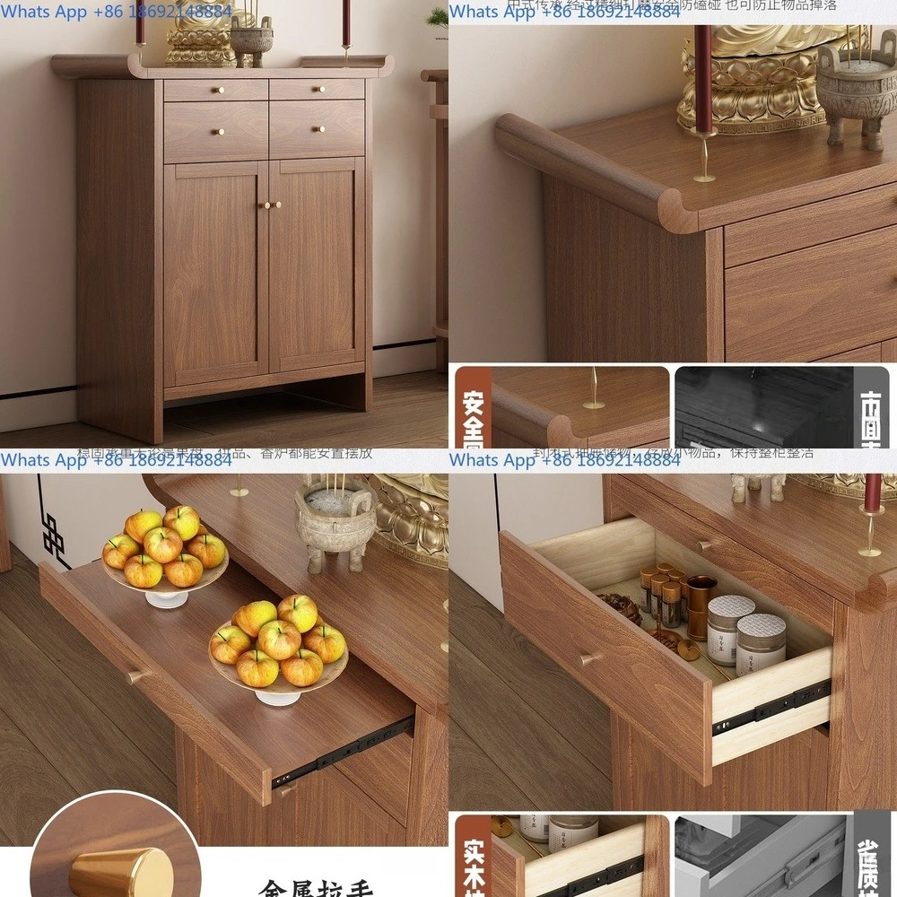 

Chinese style solid wood Buddhist niche God of Wealth altar, incense table, Guanyin Buddha statue altar, shrine