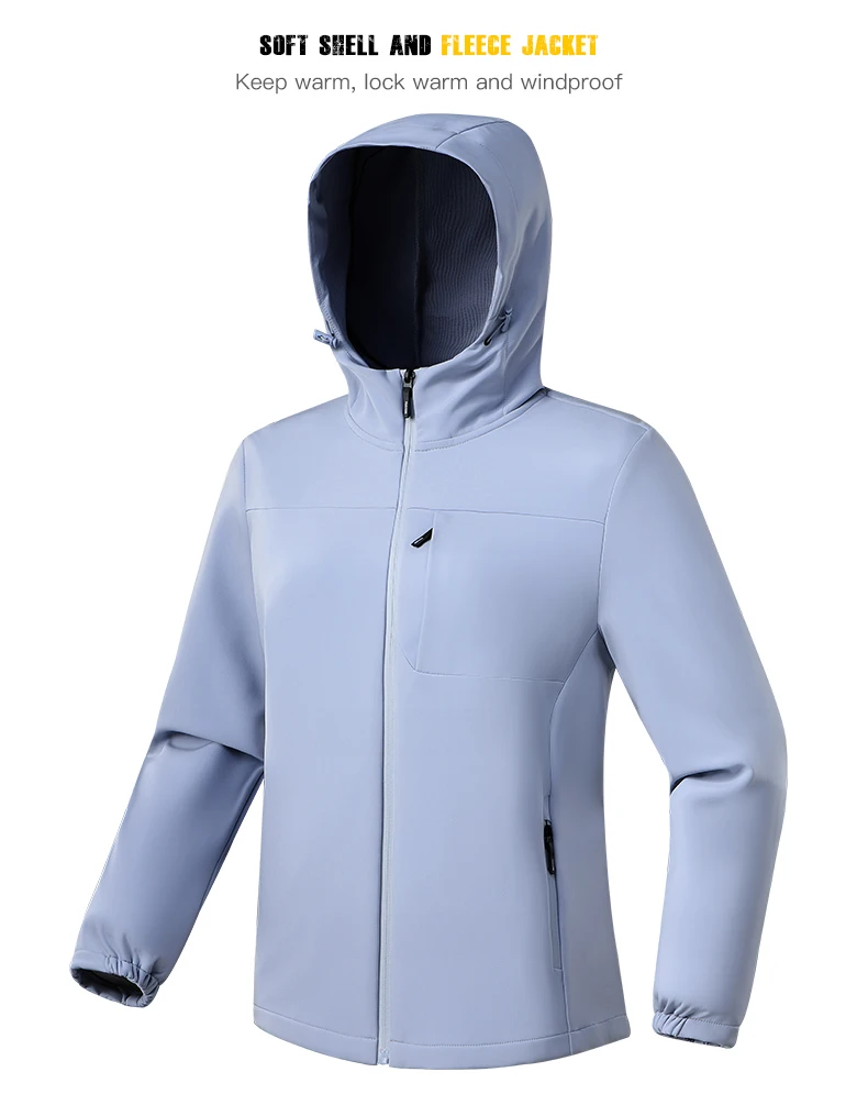 EUMERGX Winter-Softshell-Jacken für Damen, wasserdicht, winddicht, warme Fleecejacke, Wandern, Camping, Klettern, Outdoor-Thermomantel – Detail 17