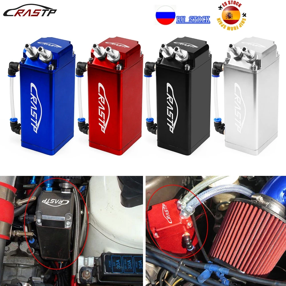 RASTP-Universal Aluminum Square Shape Oil Catch Can Tank Reservoir Racing Engine Fuel Tanks RS-OCC018