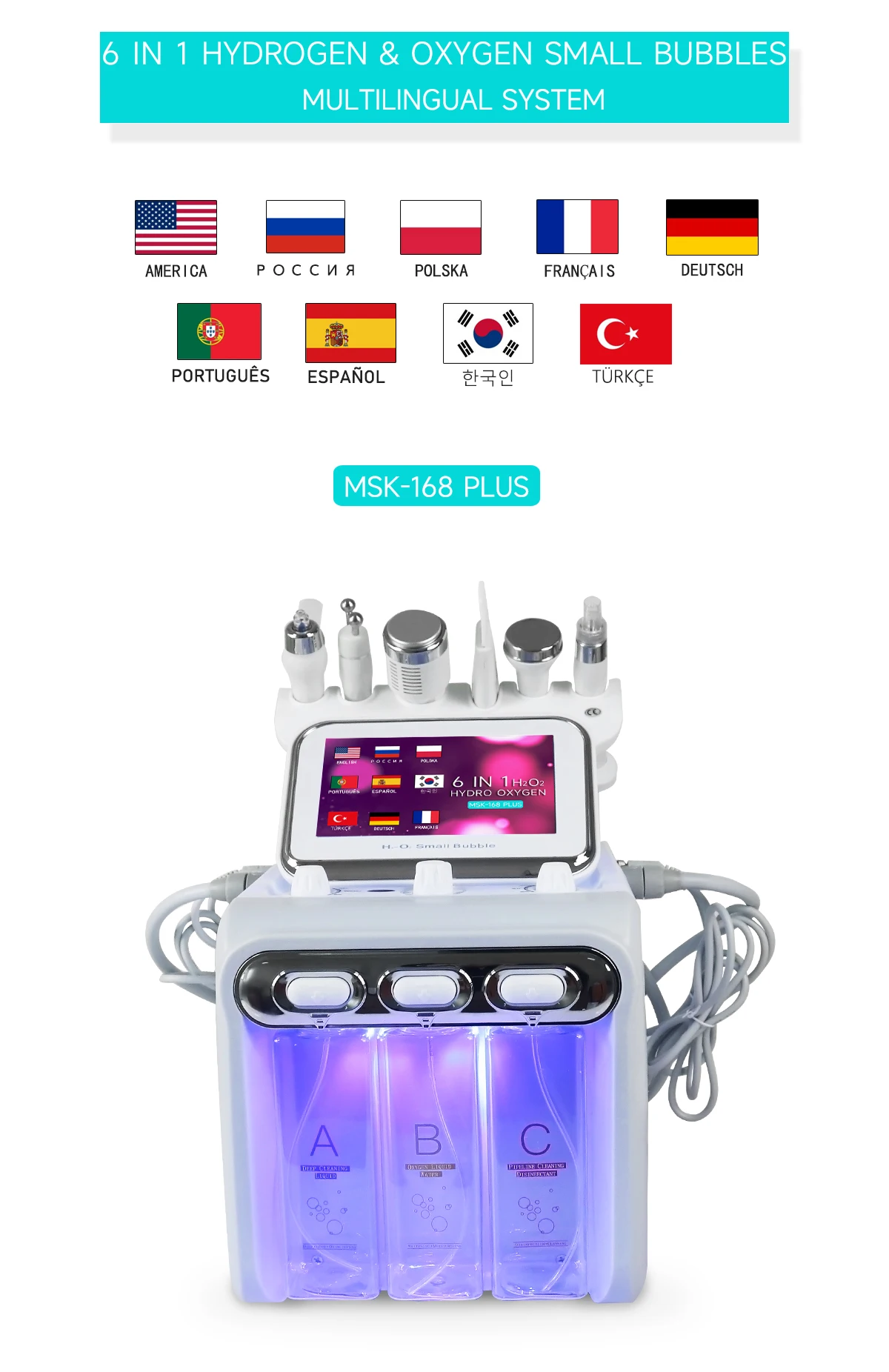 MEISIKANG 6IN1 Hydro Facial Machine Deep Cleaning Pores Moisturizing Water Oxygen Face Skin Care Aqua Beauty Device