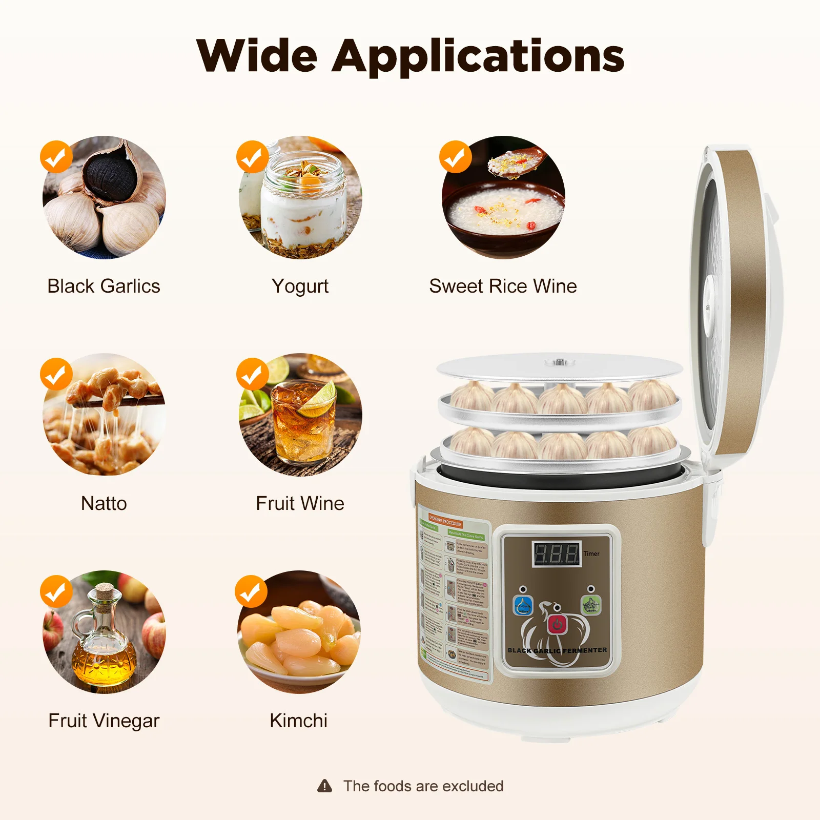 5L Schwarzer Knoblauch-Fermenter 90W Intelligente Fermentationsmaschine mit automatischer Temperatur- und Feuchtigkeitsregelung für Joghurt, Kimchi, Kombucha – Detail 7