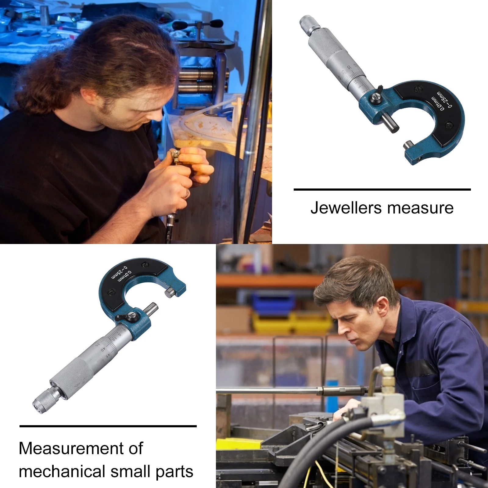 

1pc Outside Micrometer 0-25Mm Carbon Caliper For Machinists Jewelers Measurement Tool Outer Diameter Micrometer